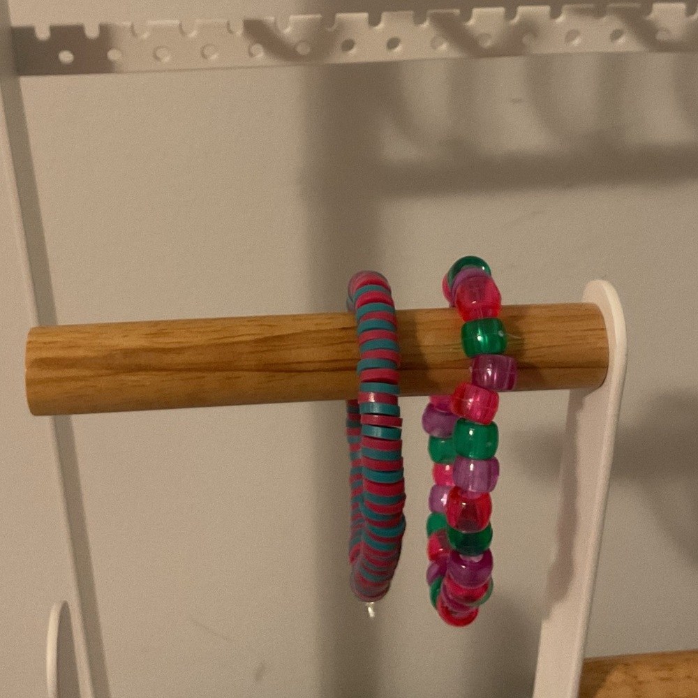 Beaded and Spiral Bracelet Bundle - Pink, Teal, Purple